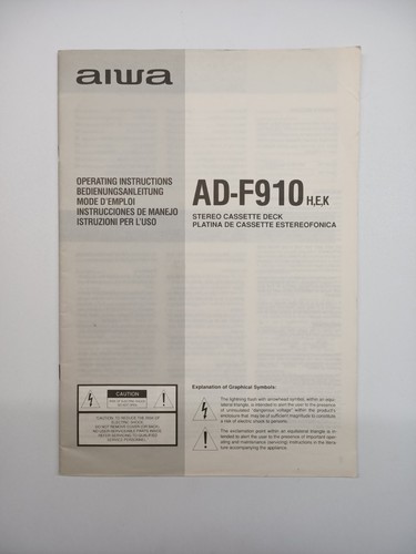 Aiwa f910 manuale originale - aiwa,